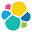 Elastic Search logo. Looks like colorful bubbles fused together