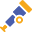 OpenTelemetry logo. A minimal, blue and orange colored telescope.